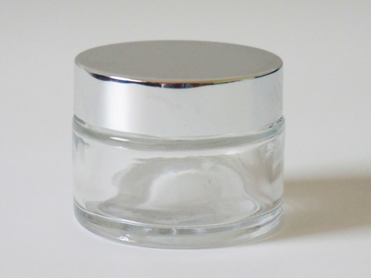 China JG-F30050 50g cylinder glass cosmetic jar/container_ facial cream, serum,musk,moisturizer supplier