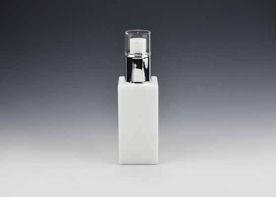 China Custom 2OZ 60ml Square Opal White Glass Cosmetic Bottles, Luxury Skincare Bottle High Quality Glass Bottle Manufacturers supplier