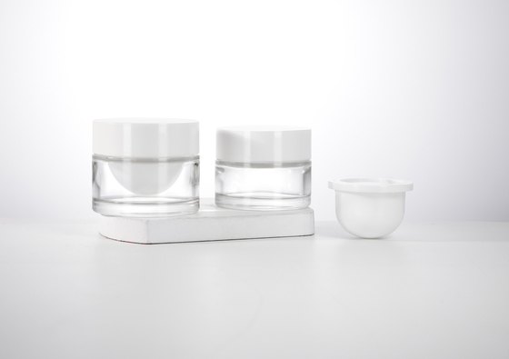 China 30ML 50ML Refillable Double Wall Glass Cosmetic Jar with Customizable PP Inner Jar and Cap For Skincare Cream,Mask supplier