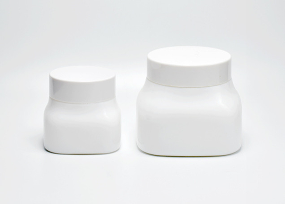 China JG-SQ, 50&amp;150ml opal white glass cosmetic jars with double walled lid, luxury skin care glass primary packaging supplier
