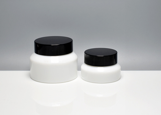 China JG-X31, 15ml 50ml opal white glass skincare jars, glass primary cosmetic packaging for medical skincare supplier
