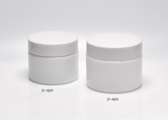 China 30g 50g 1OZ 1.7OZ  Cylinderic Round Opaque White Glass Cosmetic Jars For Face Cream, Primary Medical Skincare Packaging supplier