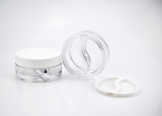 China Sustainable 25*2ml pressed dual chamber glass cosmetic jar for beauty product, circular jar with S-curve divider inside supplier