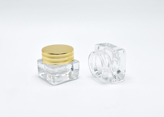 China Fancy 0.5OZ 15ml thick bottom Square Glass Jar For Luxury beauty Products, Mini Container With Lids For Eye Face Product supplier