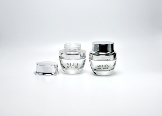 China Heavy transparent Glass 30&amp;50ml Unique Clear Glass Cosmetic Jar For Personal Care Products, Custom Glass Jar Packaging supplier