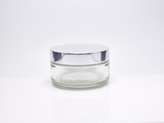 China Classic 200g 6.8oz Wide Mouth Clear Glass Cosmetic Jar With Screw Cap, Heavy Wall Clear Glass Jar For body butter Cream supplier