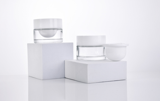 30ML 50ML Refillable Double Wall Glass Cosmetic Jar with Customizable PP Inner Jar and Cap For Skincare Cream,Mask supplier