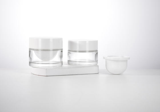 30ML 50ML Refillable Double Wall Glass Cosmetic Jar with Customizable PP Inner Jar and Cap For Skincare Cream,Mask